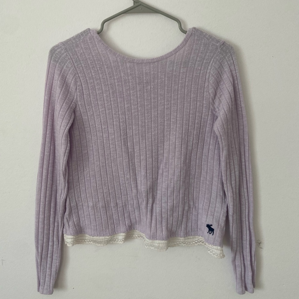 Lilac lace trim sweater
